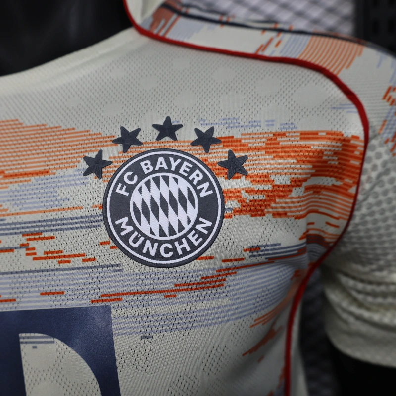 Camisa Bayern de Munique Away 25/26 Jogador Branca e Laranja