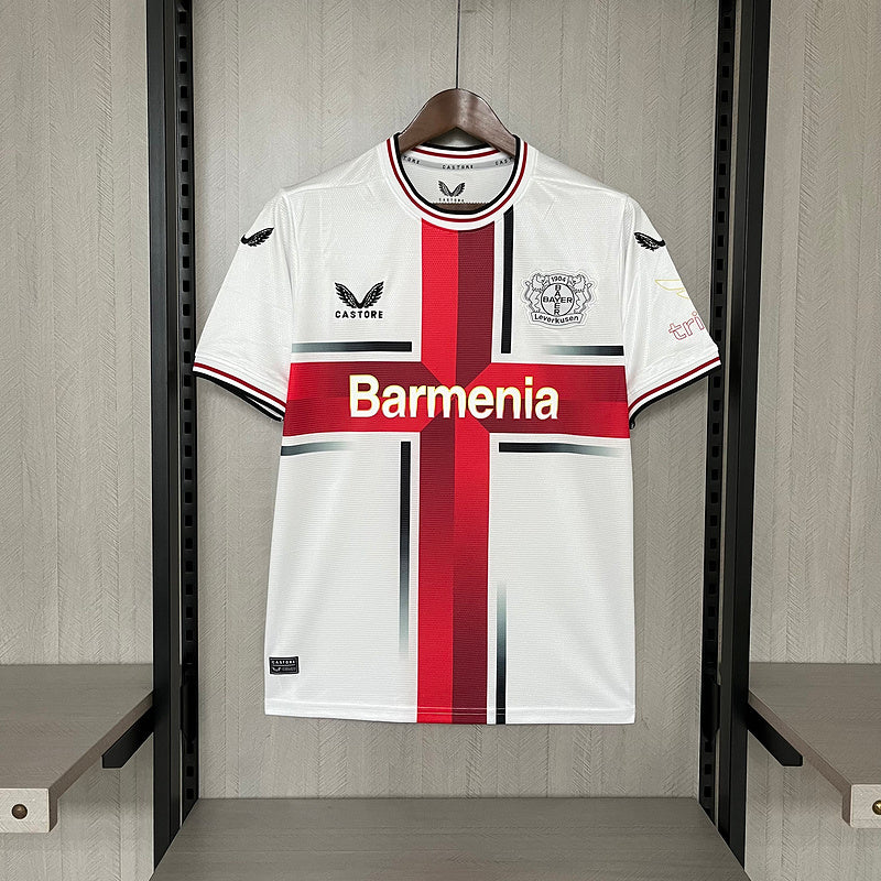 Camisa Bayer Liverkusen Away 24/25 Torcedor Branca e Vermelha