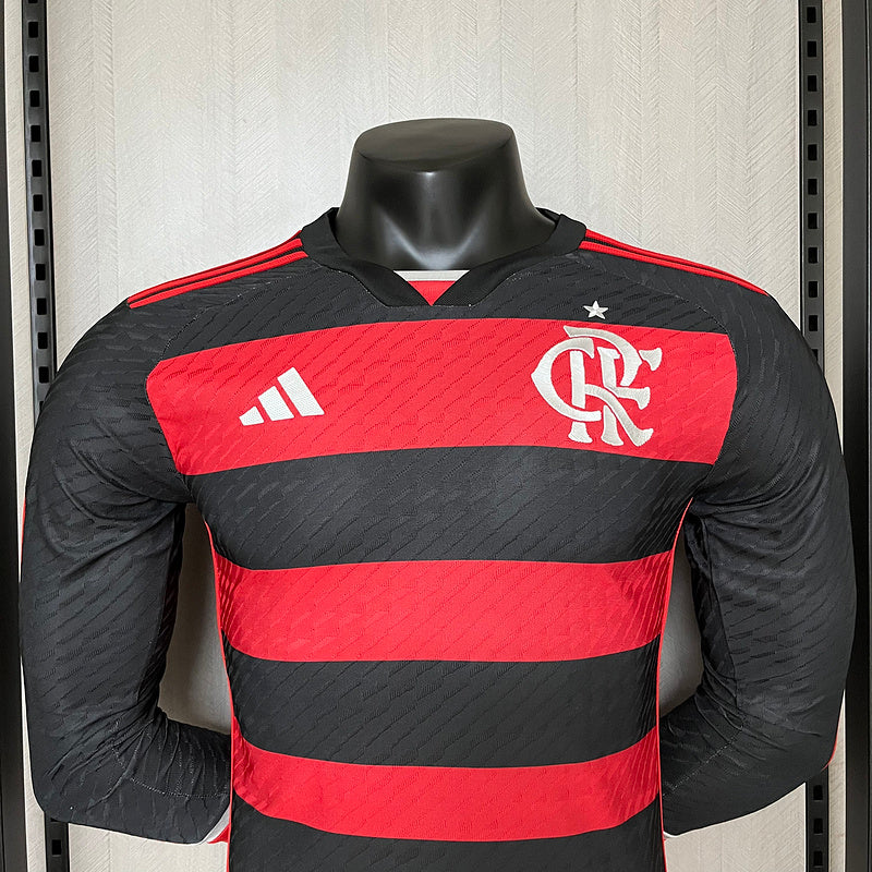 Camisa Flamengo Home Manga Longa 24/25 Jogador Preta e Vermalha