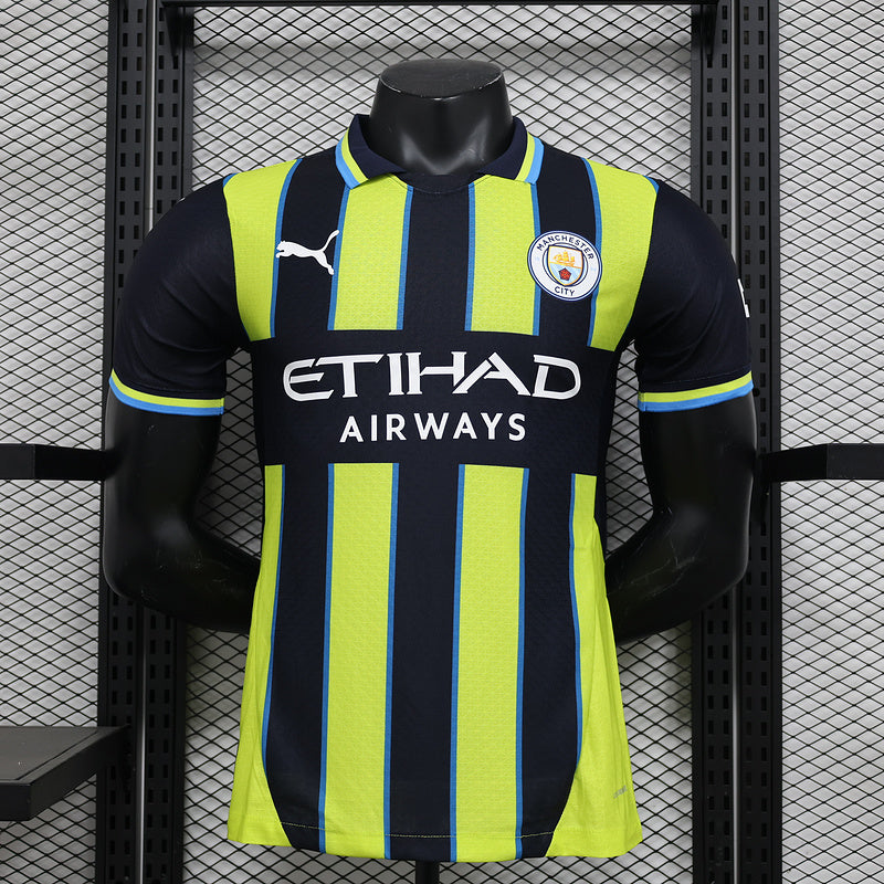 Camisa Manchester City Away 24/25 Jogador Azul e Amarela