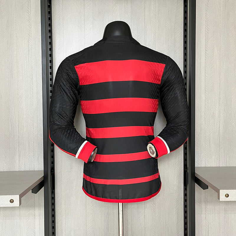 Camisa Flamengo Home Manga Longa 24/25 Jogador Preta e Vermalha