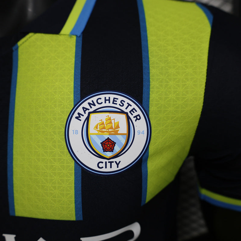 Camisa Manchester City Away 24/25 Jogador Azul e Amarela