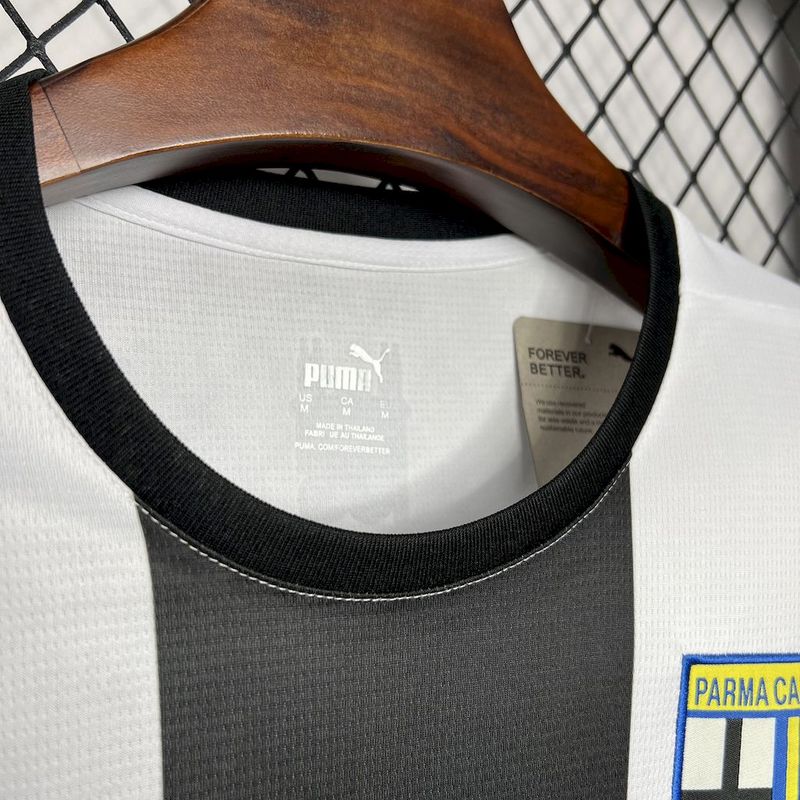 Camisa Parma Home 24/25 Torcedor Bramca e Preta