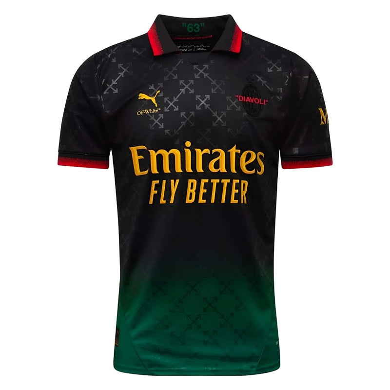 Camisa AC Milan Off-White 25/26 Torcedor Preta