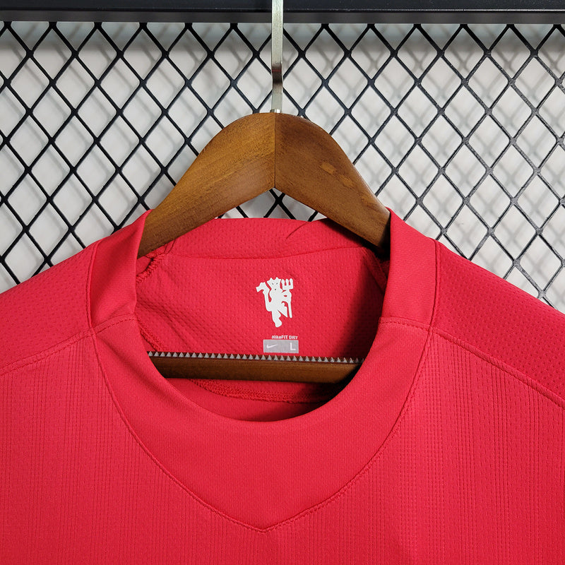 Camisa Manchester United Home 2007/2008 Retrô Manga Longa Vermalha