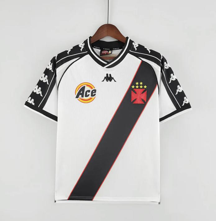 Camisa Vasco Away Retrô 2000 Torcedor Branca e Preta