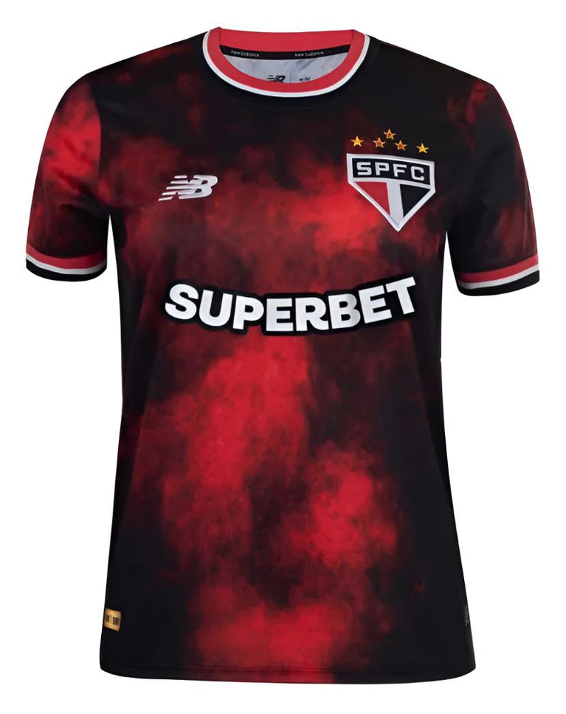 Camisa São Paulo Third 24/25 Feminina Vermelha e Preta