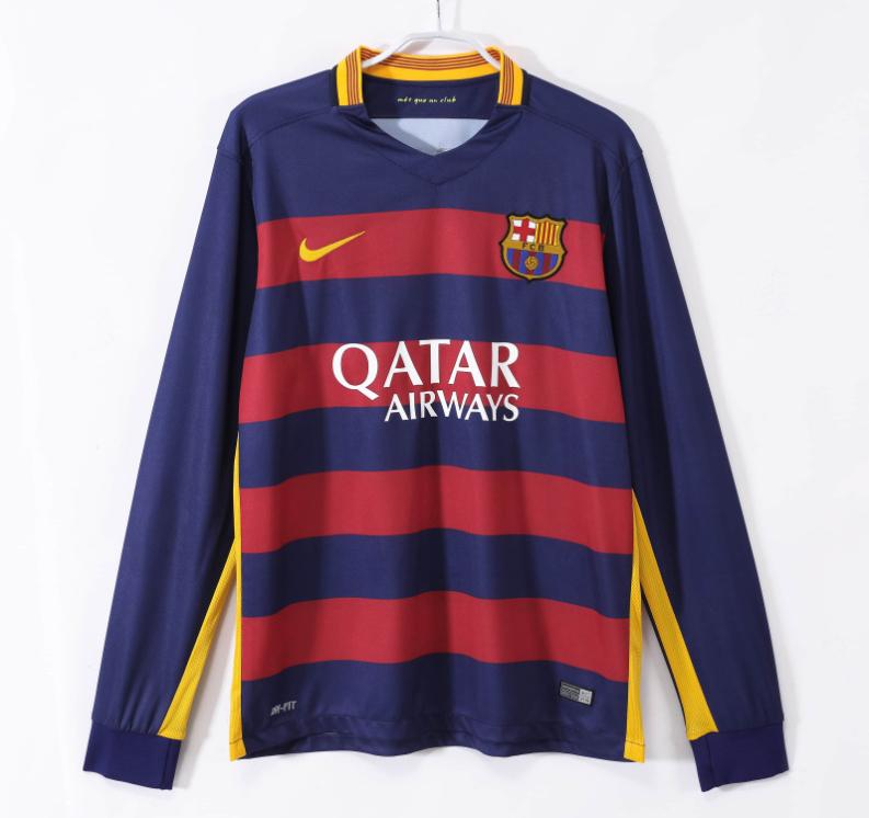 Camisa Barcelona Home 2015 Retrô Manga Longa