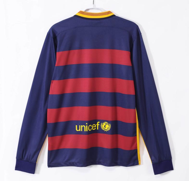 Camisa Barcelona Home 2015 Retrô Manga Longa