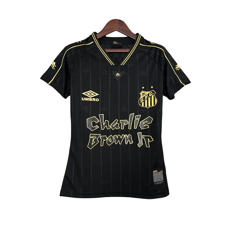 Camisa Santos Charlie Brown Jr. 24/25 - Feminina Preta e Dourada