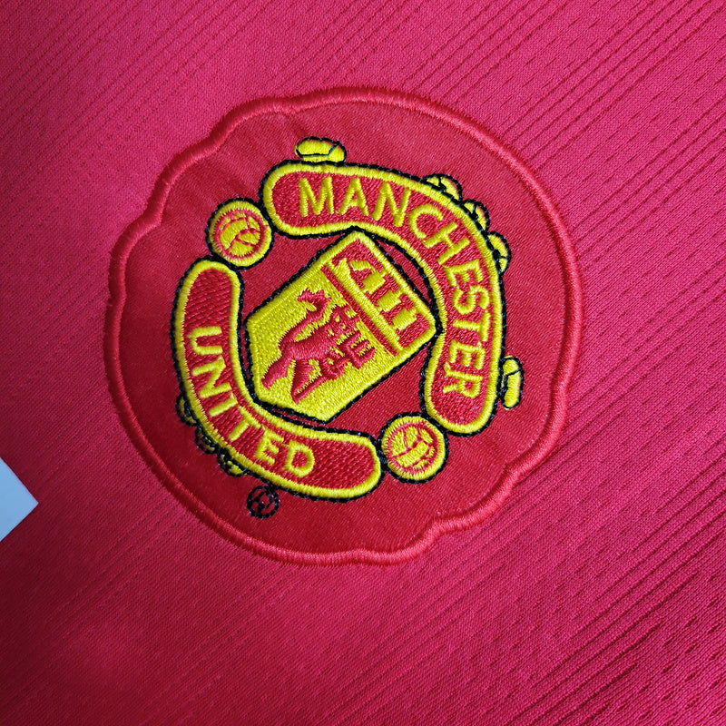Camisa Manchester United Home 2007/2008 Retrô Manga Longa Vermalha
