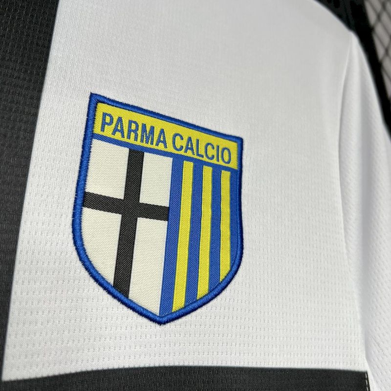 Camisa Parma Home 24/25 Torcedor Bramca e Preta