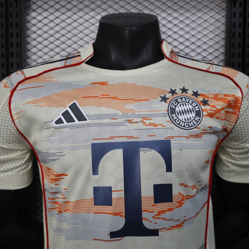 Camisa Bayern de Munique Away 25/26 Jogador Branca e Laranja