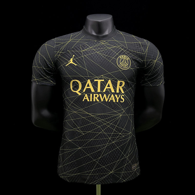 Camisa PSG Away 22/23 Jogador Preta Rabiscada
