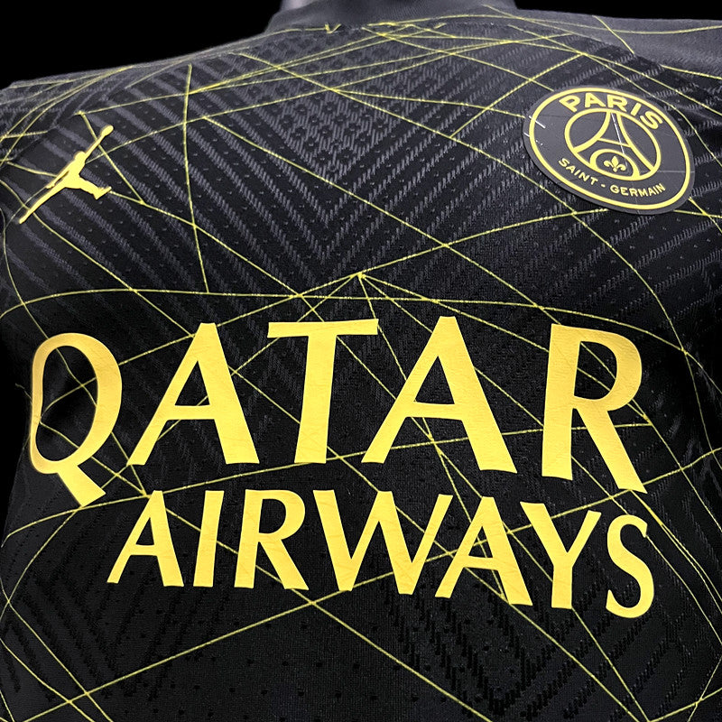Camisa PSG Away 22/23 Jogador Preta Rabiscada